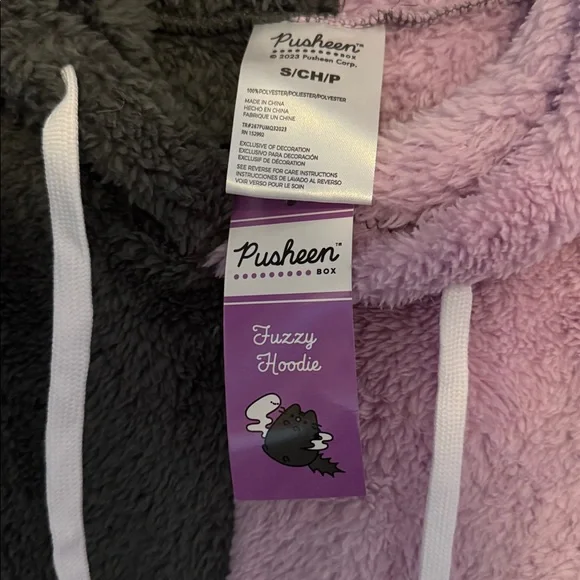 Pusheen Fuzzy Hoodie  - Gray and Purple - Picture 2 of 5